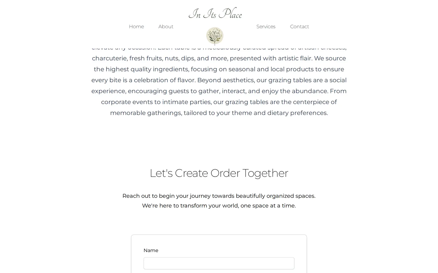 in its place — create order