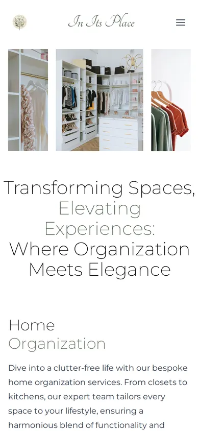 in its place — mobile screenshot