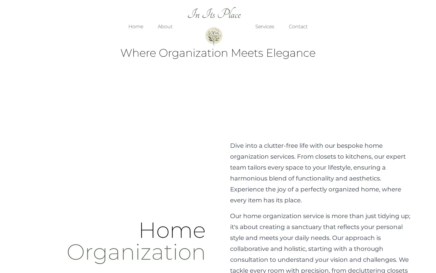in its place — organization